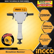 BUILDMATE Ingco 2200W Jack Demolition Hammer Chipping Gun Concrete Breaker Percussion PDB22001 - IPT