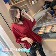 Chiffon shirt women blouse Korean style blause wanita V neck shirt blouse women long sleeve blouse baju muslimah labuh baju blouse wanita