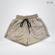 BILIX Shorts (CREAM) กางเกงขาสั้นออกกำลังกาย เอวยางยืด กระชับสัดส่วน กระเป๋า 2 ข้าง ใส่สบาย
