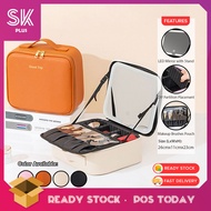 SKplus Multifunction Makeup Cosmetic Bag LED Mirror Portable Hand Held Large Professional Bag Beg Ko