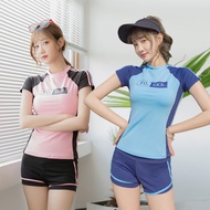 2PCS Women Short Sleeve Swimsuit Sport Style Swimming Suit Bathing Suit Swimwear