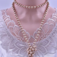 TIZHAN สร้อยคอมุกเทียมยาว150ซม.สร้อยคอไข่มุกหลายชั้นโซ่กันหนาวแบบโซ่ยาวสร้อยคอลูกปัด