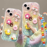 Suitable for IPhone 11 12 Pro Max X XR XS Max SE 7 Plus 8 Plus IPhone 13 Pro Max IPhone 14 15 Pro Max Colourful Transparent Phone Case with Lovely Rabbits Accessories