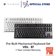 TECWARE VEIL 87 PRE-BUILT MECHANICAL KEYBOARD SET - (SMOKEY BLACK / WHITE)