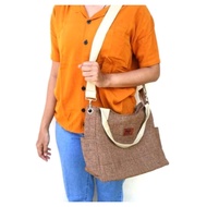 Double handle gail sling Burlap bag/ Burlap Women's sling bag