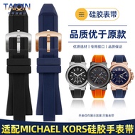 Suitable for Michael Kors Watch Band Men's Raised Mouth Mk8184 8296 8445 9020 Mk Silicone Strap