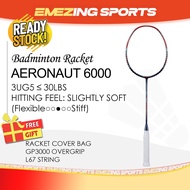 (READY STOCK) Aeronaut 6000 3UG5 Badminton Racquet Unstrung (Free String & Grip & Cover Bag) - 3U 5U
