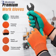 OKCATZONE 6Pair Nitrile-Coated Nylon Thickened Orange Green Protective Gloves Breathable and Wear-Re