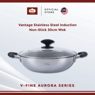 Vantage Aurora 30cm Stainless Steel Non-Stick Wok | Induction Compatible Cookware