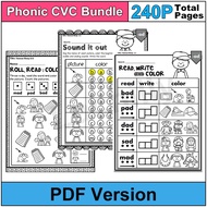 240pages Phonic CVC words workbook for Kids Ages 3-6: learn English CVC 1st worksheets