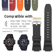 16mm Resin Watch Band Replacement for MCW-100H/W-S220/HDD-S100 Waterproof Sports Watch Accessories