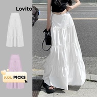 (KOL‘s pick) Lovito Casual Plain Basic Skirt for Women L85AD112 Lovito Rok Basic Polos Kasual untuk 