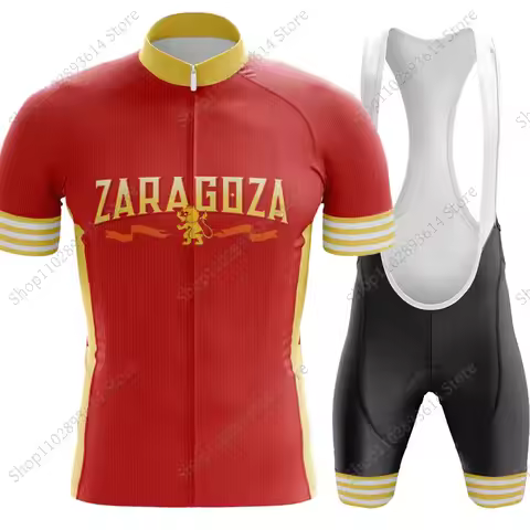 2025 Zaragoza Cycling Jersey Set SpainEspana Summer Bicycle Clothing Road Bike Shirts Suit Bicycle B