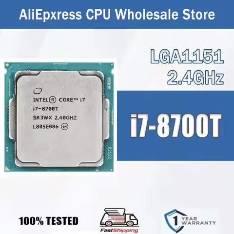 Intel Core I7-8700T 6 Core 12 Thread 2.40GHz 35W 12MB Cache 14nm LGA1151 SR3WX DDR4-2666 MHz Coffee