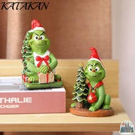KATAKAN Grinch Statue, Scene Model Merry Christmas Grinch Figure, Resin Crafts Grinch Ornament