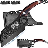 XYJ Kitchen Knife Meat Cleaver, Forged Chef Knife High Carbon Steel Butcher Knife with Full Tang Han
