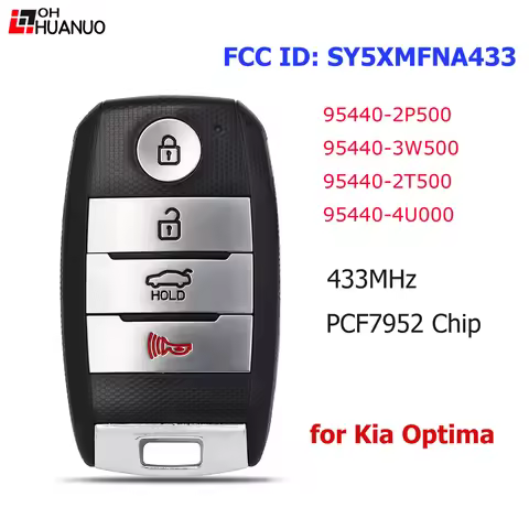 FCC ID :SY5XMFNA433 P/N 95440-2P500 95440-3W500 4U000 2T500 Smart Remote Key Fob 433Mhz PCF7952 Chip