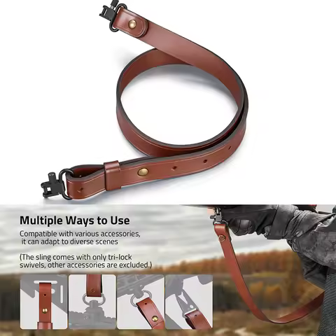 CVLIFE Two Point Sling Leather Gun Slings with Removable Swivels Adjustable Lenft Rifle Sling Strap 