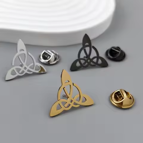 Aesthetic Celtic Knot Brooch Pin for Women Men Stainless Steel Lucky Witch Protection Badge Pins Jew
