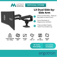 Ergotron LX Dual Side-by-Side Monitor Arm - VESA Mount, Support 2 Monitors Up to 27" & 9kg (45-245-2