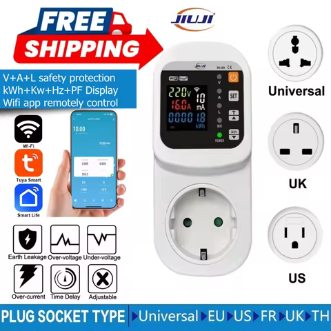 JJSVA-16LW Automatic Refrigerator Protection Socket, Adjustable Voltage Current Leakage Protector Pl