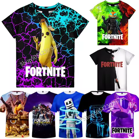 Fortnite T-Shirt Children Tops Battle Royale Game Boys Cartoon 3d T-Shirts Mascot Costume Summer Sho