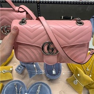 sling bags❦✿[99 New Shots] Gucci/Gucci Women s Bag Marmont Pink Double G Love Wave Pattern Shoulder
