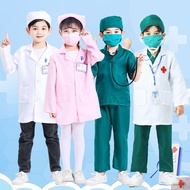 Kids Doctor Costume - Pretend Play White Coat Lab Coat Uniform Cosplay Girls and Boys Stethoscope To