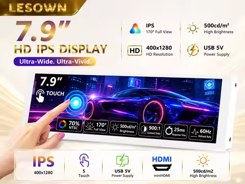 LESOWN Capacitive Touch Monitor White 7.9" Zero Setup miniHDTV AIDA64 Dashboard Panel Modding PC Cas