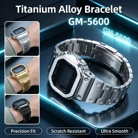 GM5600 DW5600 Mod Kit Titanium Alloy Case Bracelet Bezel Silver Black Gold For Casio G‑SHOCK GMW‑B50