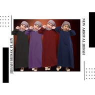 Jubah Muslimah Murah Budak Plus Size Plain Front Zip Comocrepe