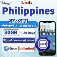 Philippines eSIM【30GB High speeds data 】+unlimited data travel for 1-15days Philippines Travel esim【