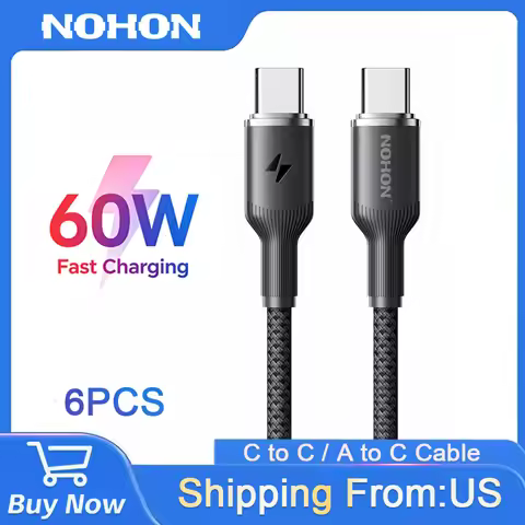 NOHON 6PCS 60W USB C to Type C Cable Fast Charging USB A to C 5A Type C to Type C Cable For iPhone 1