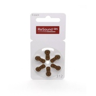 ReSound GN Size 312 Hearing Aid Battery (1 Pack of 6 Cells)
