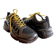 39號全新意大利Ferragamo黑色真皮拼接休閒波鞋 球鞋運動鞋散步鞋