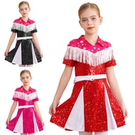 Eandarui Girl Western Cowgirl Cosplay Costume Tassels Fringe Shiny Sequins Pleated Dress Halloween D