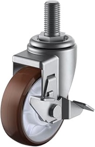 Uei Caster: SUS-SJT-S Series, SUS-SJT-S Type, Free-Caster with Stopper, Brown Urethane (Nylon Foil, 