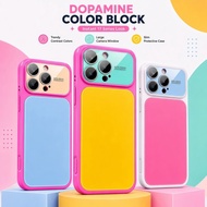 Dopamine Color Block Phone Case for iPhone 13 14 15 16 17 Pro Max, Instant 17 Series Look, Large Cam