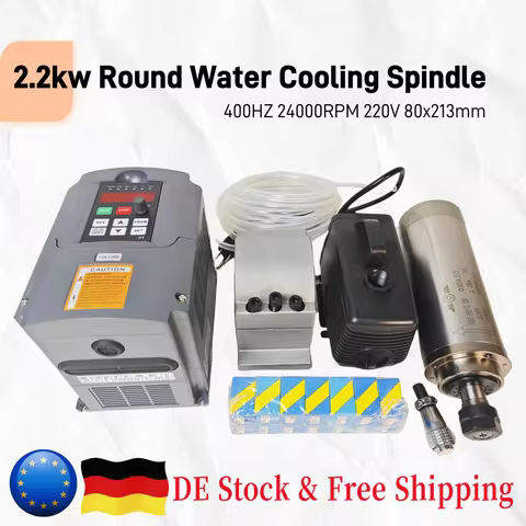 【EU/USA】2.2KW 220V 8A GDZ-80-2.2 400Hz 24000rpm 80mm Water Cooling Spindle Kit With HY Inverter VFD