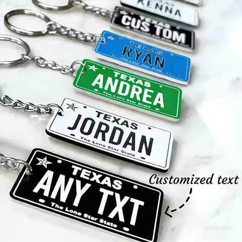 Customized text road signs/license plate numbers, personalized names/text acrylic keychains, suitabl