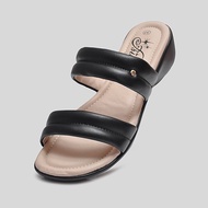 [Hoàn Xu] DÉP DA 2 QUAI NGANG NỮ BITIS BPW004288 (ĐEN + NÂU) - BITIS