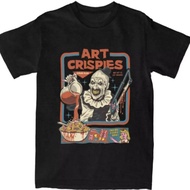 Art Crispies Terrifier Baju Badut Pakaian Kapas Tulen Fesyen Retro Seram Pakaian Tee Percetakan Graf