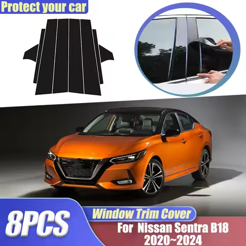For Nissan Sentra B18 Sylphy e-Power 2020 2022 2023 2024 8PCS B C Pillar Window Trim Covers Center C