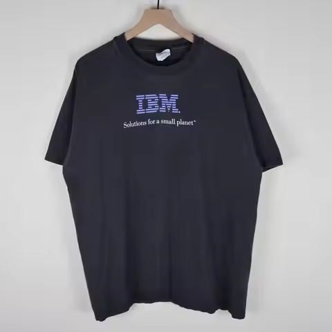 Vintage IBM Solutions For A Small Planet Computer Tech Shirt Black XL 23.5x29.5