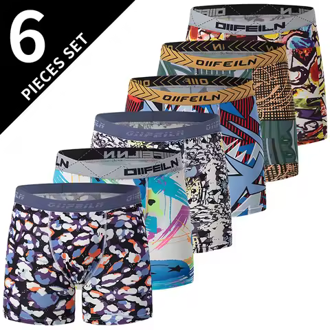 6-Piece Men's Color Printed Fashion Underwear Comfortable Joker Plus Size Boyshort Fitness Shorts Ru