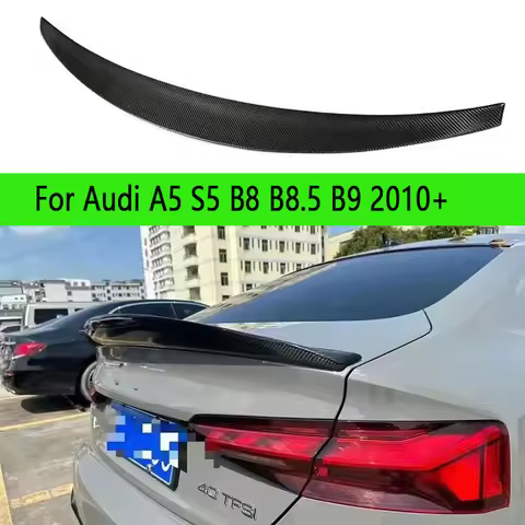 For Audi A5 S5 B8 B8.5 B9 2010+ Carbon Fiber Tail fins Rear Trunk Spoiler Guide Wing Rear Wing Diver