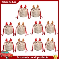 10Pcs Christmas Reindeer Candy Gift Bag Sacks Drawstring Gift Bags Gift Bag Christmas Decorate Kids New Year Party Gift