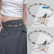 WOAY Chain Belt, Spicy Girl Luxury Design Metal Waist Chain, Fashion Woman Y2K Retro Dress Belt Chai