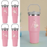 900ml 304 Stainless Steel Water Bottle Handheld Botol Air With Straw Handle termos Pink
