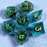 7PCS DND D20 Liquid Core Flow Eye ชุดลูกเต๋าสําหรับ COC Dungeon และ Dragon Pathfinder RPG บทบาทเล่นเ